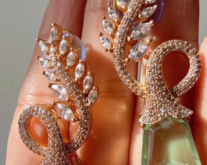 Mint  Doublet Stone Moissanite rose gold  Earrings/Elegant Statement Jewelry/ Moissanite Earrings/Classy  Diamond earrings