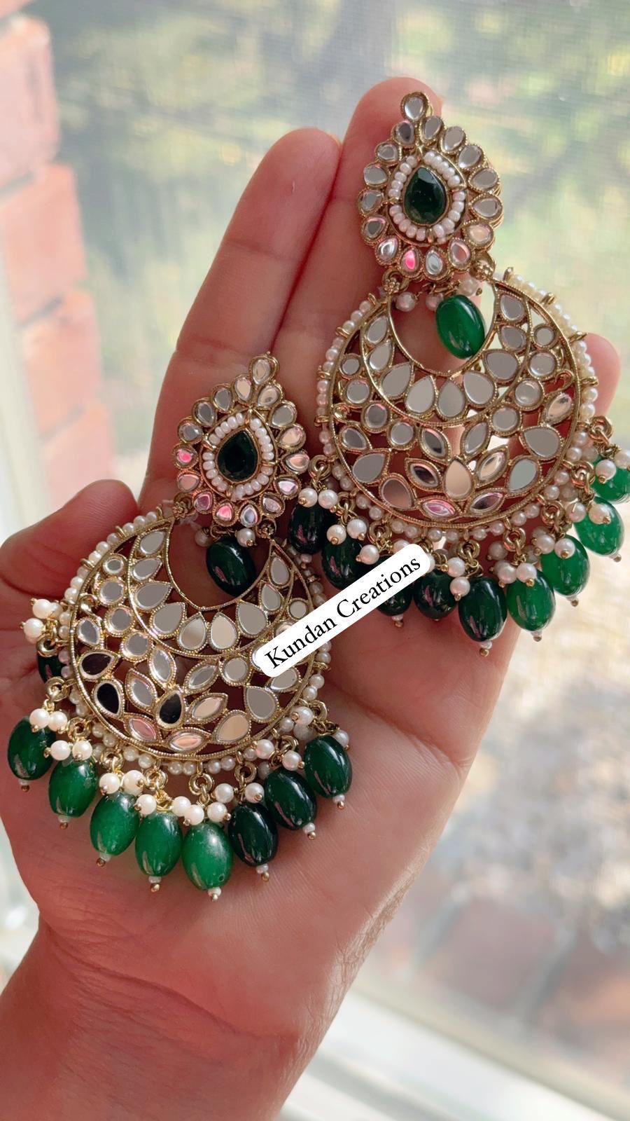 earrings for light green dress Green Rhinestone Chain Drop Earrings | Statement Earrings main image 1