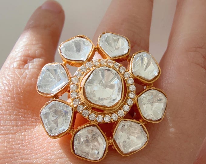 Tyaani Inspired Kundan Moissanite Adjustable Ring/Adjustable Ring/ Indian Ring/ Indian Jewelry/Indian Wedding jewelry/bridal ring