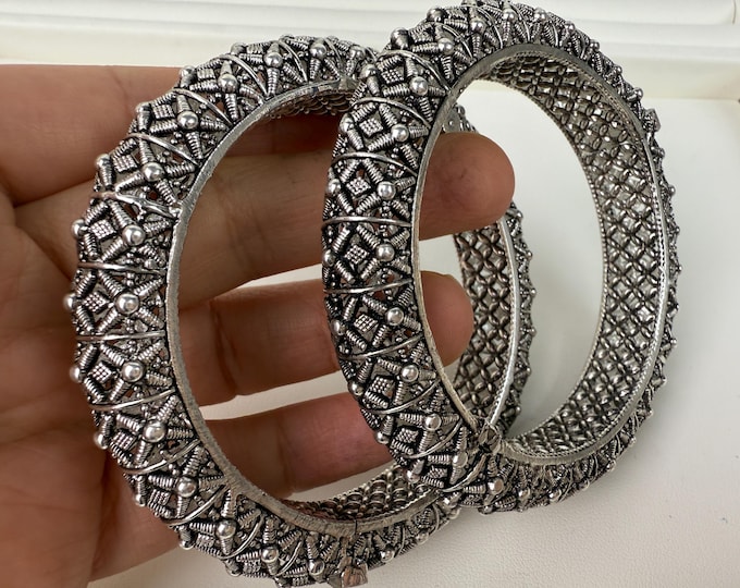 Openable Oxidized Silver Bangles /German Silver /Oxidized Bangles/ Silver Bracelet /Indian bangles/ Banjara Bangles/Indian Wedding Bangles