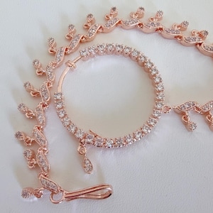 Rose Gold Braut Diamant Nasenring / Gold Nath / indischer Nasenring / indischer Schmuck / Braut Nath / kein Piercing erforderlich / Rose Gold Nasenring,
