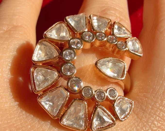 Tyaani Inspired Kundan Moissanite Adjustable Ring/Adjustable Ring/ Indian Ring/ Indian Jewelry/Indian Wedding jewelry/bridal accessories