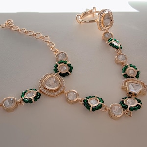 Moissanite diamond  Hathphool /Green hand harness/Indian Jewelry/Hand Jewelry/single greenHaath phool/Hathh Panja