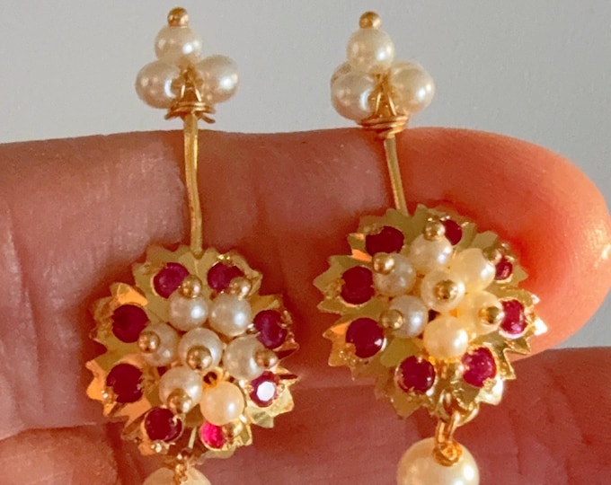 Marathi Bugadi Earrings/1gm Gold Plated Ruby earrings /Bugadi Clip-on Earrings//Upper Ear Clip on Earrings/Indian wire earrings
