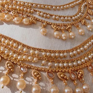 Gold plated  pearl  Ear Chain/Sahare/Earring support chain/Kaan sahara//Pakistani Jewelry/Bahubali Earrings/Indian Jewelry