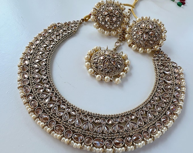 Antique Polki Kundan choker Set/Kundan Choker/bridal necklace/Indian wedding jewelry/Bridal necklace set/Bridesmaid Necklace
