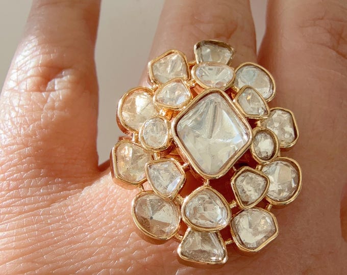 Tyaani Inspired Kundan Moissanite Adjustable Ring/Adjustable Ring/ Indian Ring/ Indian Jewelry/Indian Wedding jewelry/bridal ring