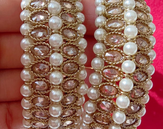 Gold Kundan Polki Bangles pair/Polki Kundan antique finish Pearl Bangles /Indian Jewelry// Kundan Bangles/gold kundan bangles/Indian Wedding