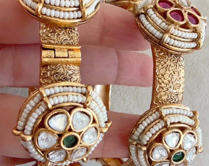 Rajwadi Kada next to real / Sangeet Reception Kada/ Bridal Rajwadi Kada /Indian Wedding jewelry/Meenakari bridal bangles