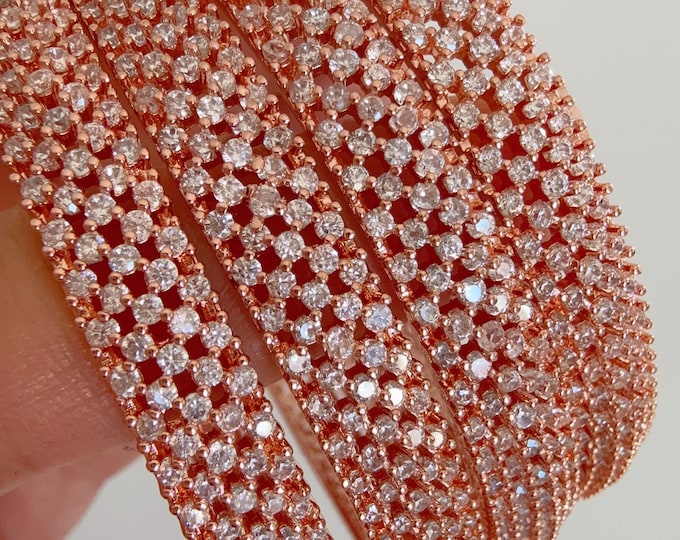 Rose gold Diamond  Bangle 4 PC Set /Rose Gold Cubic Zirconia Designer Bangles /Indian Jewelry / Indian Bangle/Rose gold  Bracelets