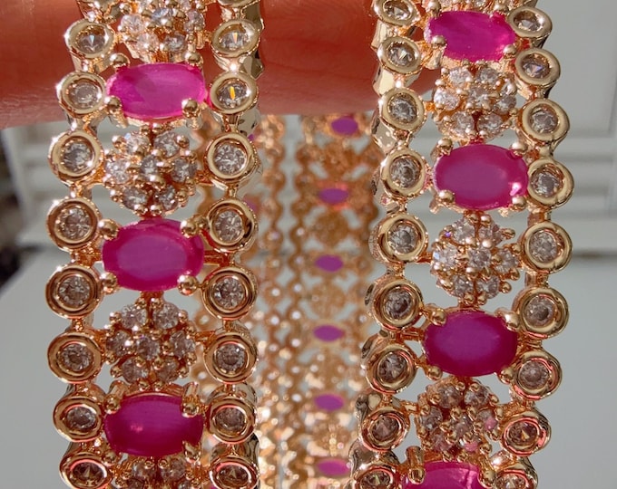 Ruby Gold diamond  Bangles/Multicolored Bangles/ /gold bracelet/indian bangles/Indian Jewelry /bridal jewelry/Ruby diamond  bangles