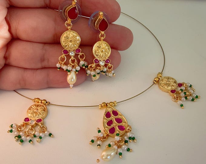 Jadau kemp stone Invisible choker Necklace/Kundan Jadau Invisible Necklace /Kundan Jadau Invisible Necklace Delicate kundan choker/