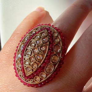 Kundan Polki Oversized Ruby Ring/Adjustable Ring/ Indian Ring/ Indian Jewelry/Indian Wedding jewelry/bridal accessories