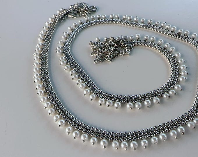 Silver Waist Chain/Waist belt/Indian Belly Chain/ Silver Polki kundan//kemp/Kamarpatta/South Indian Jewelry/ Sash/tagdi/bridal jewelry