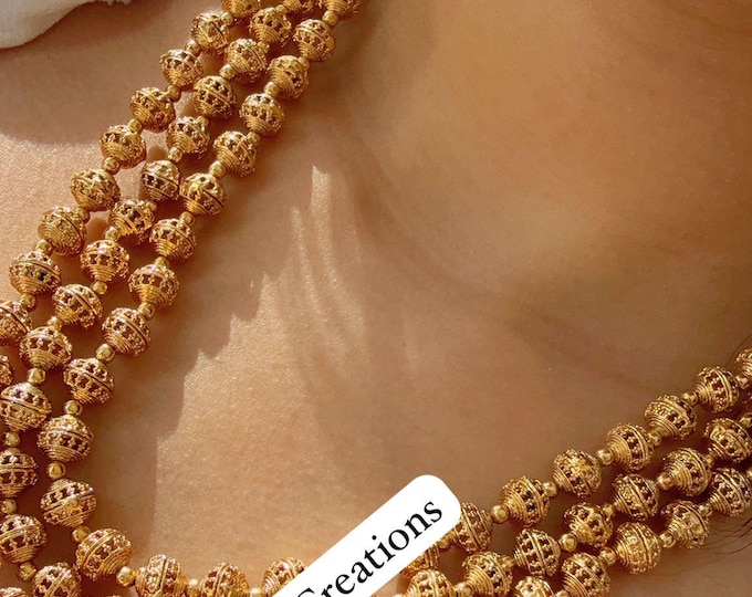 Multi Layer Long Necklace/Temple Necklace/ Gold Long Necklace/Long Necklace/Gold Necklace/ Matar Mala/Gold Mala/