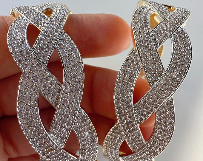 2 Tone  gold American diamond bangle/ Cz stone 2 tone gold kada / Indian bangles/Indian Jewelry /bridal jewelry/Diamond bracelet