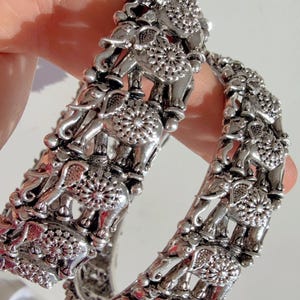 Openable Oxidized Silver elephant  Bangles /German Silver /Oxidized Bangles/ Silver Bracelet /Indian bangles//Indian Wedding Bangles
