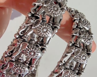 Openable Oxidized Silver elephant  Bangles /German Silver /Oxidized Bangles/ Silver Bracelet /Indian bangles//Indian Wedding Bangles