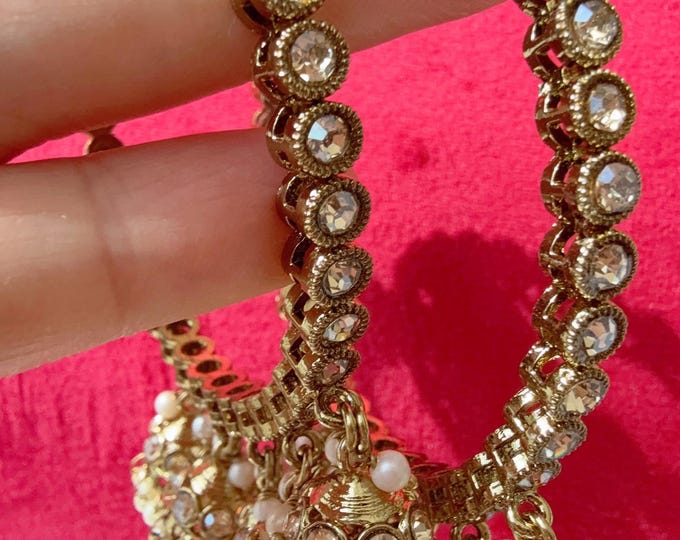 Indian jhumka Antique  Bangles  kada pair/ Bridal  kada Bangle set/Antique polki  Wedding Bangles/Mix n Match bangles/Indian jewelry