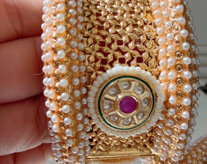 Openable Rajwadi single wide kada  /Antique gold Kada/Kundan bridal Kada /Gold Kada/Indian bangles /Indian Wedding jewelry