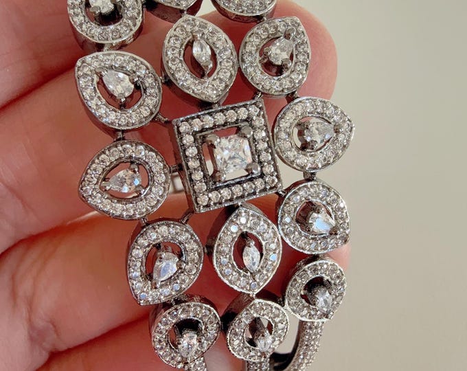 Victorian American diamond bangle/ Victorian black finish kada / Indian bangles/Indian Jewelry /bridal jewelry/Diamond bracelet