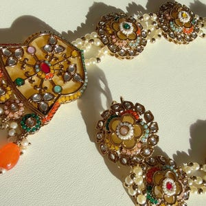 Multi color Kundan Braid choti/Indian bridal choti/Indian Bridal Jewelry/Bridal Matha Patti/Kundan hair accessory/Kundan hair accessories