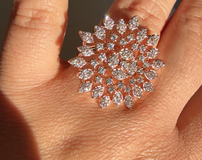 Rose gold diamond ring /Adjustable Ring/ Indian Ring/Rose gold  Indian Jewelry/Indian Wedding jewelry/bridal accessories