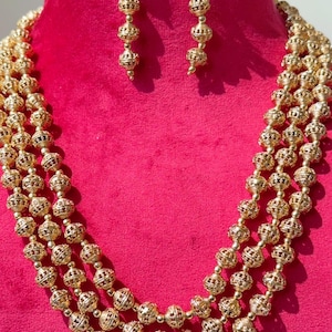 Multi Layer Long Necklace/Temple Necklace/ Gold Long Necklace/Long Necklace/Gold Necklace/ Matar Mala/Gold Mala/