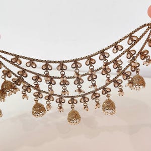 Antique polki Kundan bahubali Earrings Set With Earchain Sahare /Bahubali Kundan & Pear Jhumka / Indian Jewelry/Jhumka set