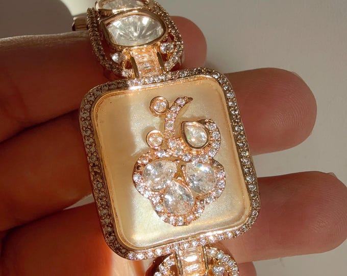 Openable Moissanite  kundan bridal Polki  kada Bangles / Cz stone Moissanite kada /Indian Jewelry /Mother Of Pearl Bracelet kada