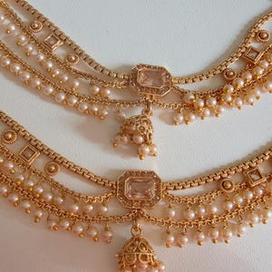 Gold plated Gold  Ear Chain/Sahare/Earring support chain/Kaan sahara//Pakistani Jewelry/Bahubali Earrings/Indian Jewelry