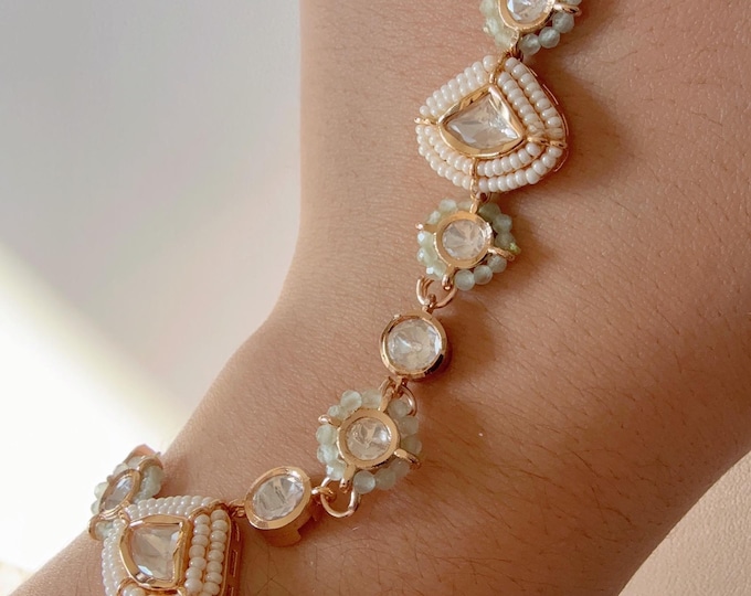 Moissanite diamond  Hathphool /Mint hand harness/Indian Jewelry/Hand Jewelry/single Mint Haath phool/Hathh Panja