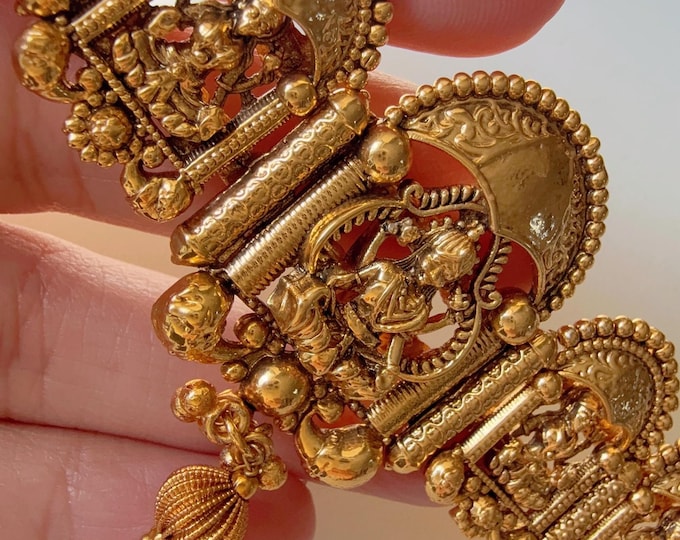 Temple  Baju bandh/Indian wedding jewelry/Vanki/  Armlet/ Indian Jewelry/Antique Kundan Ruby green  Polki Baju Band/Antique Bajuband