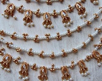 Veelzijdig ontwerp Gouden kundanketting/Sahara/oorbelsteunketting/Kaan sahara//Pakistaanse sieraden/Bahubali-oorbellen/Indiase sieraden