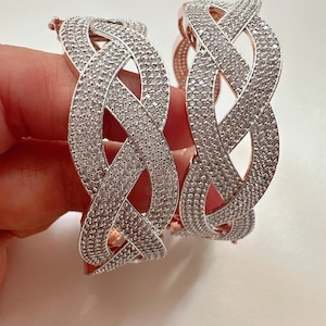 Rose  gold American diamond bangle/ Cz stone 2 tone gold kada / Indian bangles/Indian Jewelry /bridal jewelry/Diamond bracelet