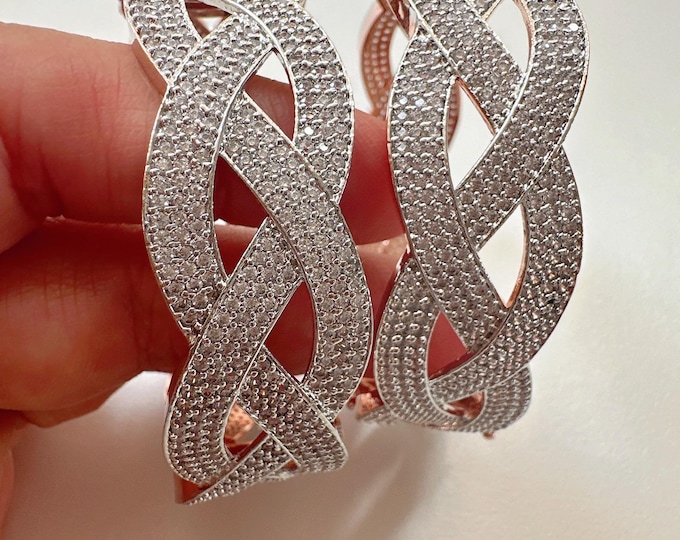 Rose  gold American diamond bangle/ Cz stone 2 tone gold kada / Indian bangles/Indian Jewelry /bridal jewelry/Diamond bracelet