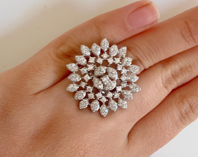 Silver diamond ring /Adjustable Ring/ Indian Ring /Silver Indian Jewelry/Indian Wedding jewelry/bridal accessories