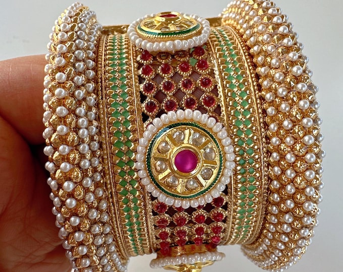 Openable Rajwadi single wide kada  /Antique gold Kada/Kundan bridal Kada /Gold Kada/Indian bangles /Indian Wedding jewelry