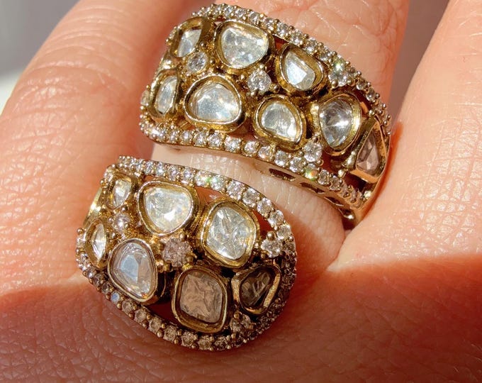 Antique look Bridal Kundan Moissanite Antique kundan Ring/Diamond  bridal Ring/ Kundan Statement Ring /Indian Bridal jewelry