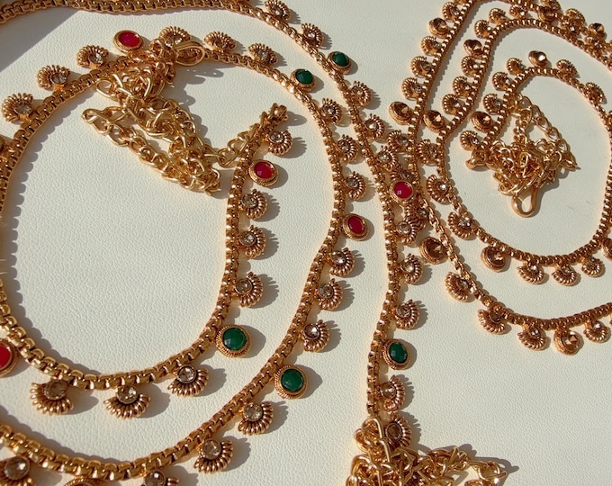 Gold plated Belly Chain/Kundan Belly chain /Bridesmaid Jewelry/Indian Belly Chain / Sash/tagdi/Indian Wedding Jewelry /Sari belt