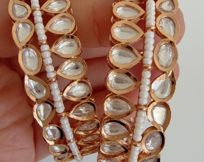 Openable Moissanite kundan bridal Polki Bangles / Cz stone Moissanite gold kada //Indian Jewelry /bridal kundan diamond bangles