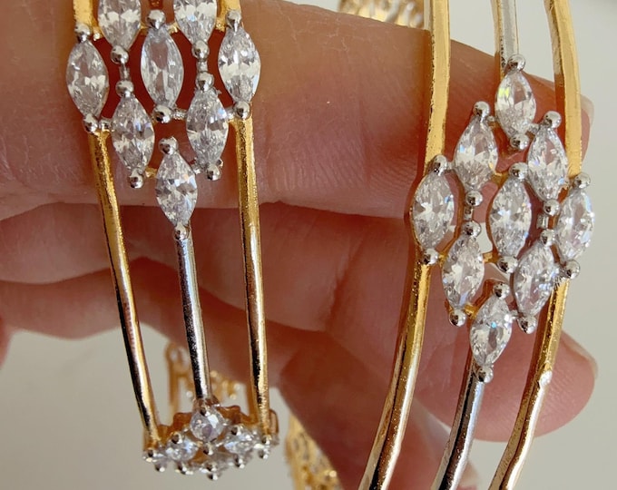 2 Tone American diamond bangle/ Cz stone silver kada bangle /gold diamond bracelet/indian bangles/Indian Jewelry /bridal jewelry