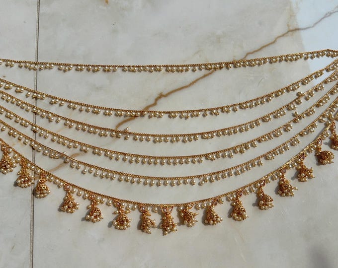 6 Layers Next to Real Bridal  gold plated side  Waist belt/Indian Belly Chain/ Gold Belly chain/ Side Kamar Patta With Gold Plating
