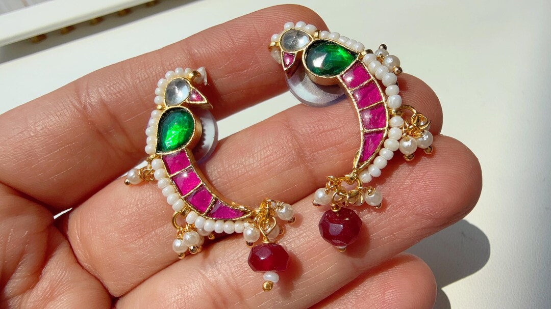 STE06-Pachi Kundan Pure 22K Gold Coating Earrings main image 1