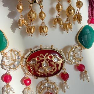 Uncut Polki Diamond Choker Moissanite Polki Necklace Sabyasachi inspired Jewelry Set/Polki Kundan Ruby Green Necklace/Statement necklace Set