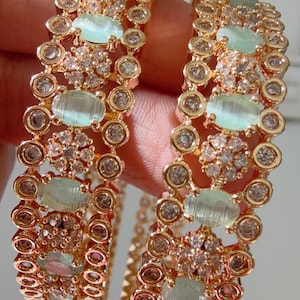 Mint Gold diamond  Bangles/Multicolored Bangles/ /gold bracelet/indian bangles/Indian Jewelry /bridal jewelry/Mint  bangles