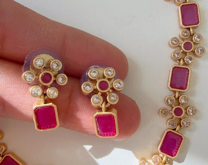 Petite classy Antique Polki Kundan necklace/Wedding necklace/Ruby necklace/Indian necklace/Indian jewelry/Polki  Ruby necklace