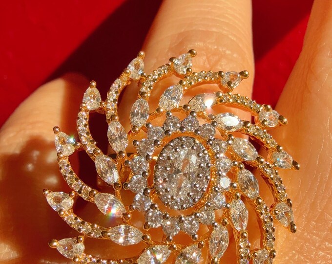 2 tone diamond  diamond ring /Adjustable Ring/ Indian Ring/2 tone gold  Indian Jewelry/Indian Wedding jewelry/bridal accessories