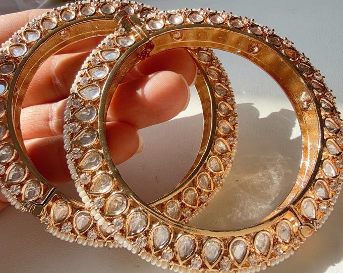 Openable Moissanite with Meenakari work kundan bridal  kada Bangles/ Cz stone Moissanite kada /Indian Jewelry /bridal kundan kada bangles