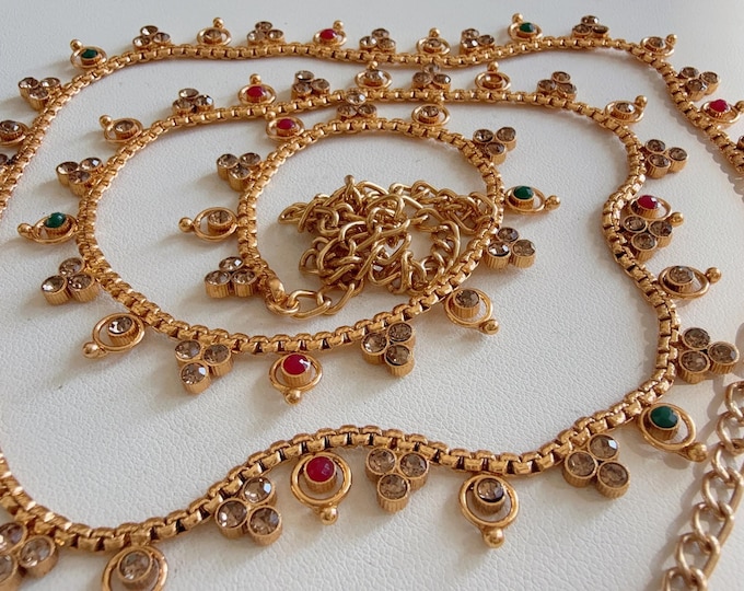 Gold plated Belly Chain/Kundan Belly chain /Bridesmaid Jewelry/Indian Belly Chain / Sash/tagdi/Indian Wedding Jewelry /Sari belt
